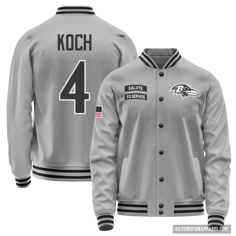 Youth ＃4 Sam Koch Baltimore Ravens Gray Salute to Service Performance Jacket