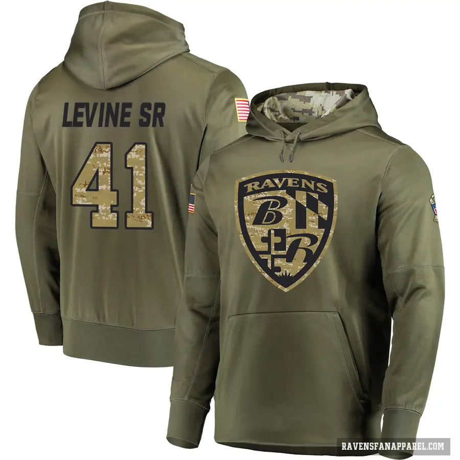 Youth ＃41 Anthony Levine Sr. Baltimore Ravens Olive Salute to Service Pullover Hoodie