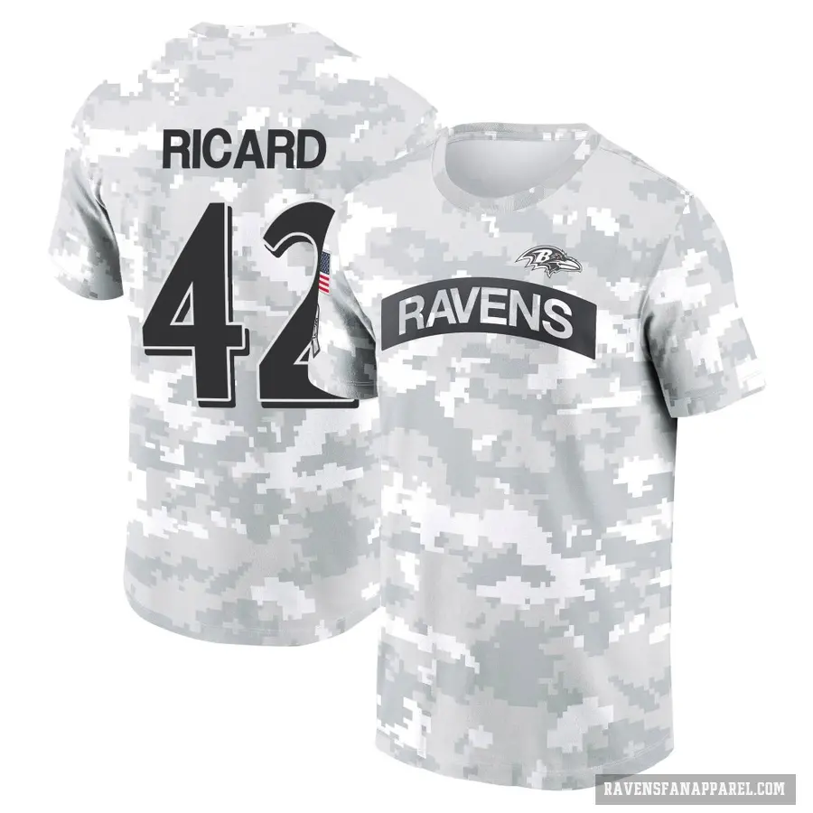 Youth ＃42 Patrick Ricard Baltimore Ravens Camo Arctic 2024 Salute to Service Performance T-Shirt