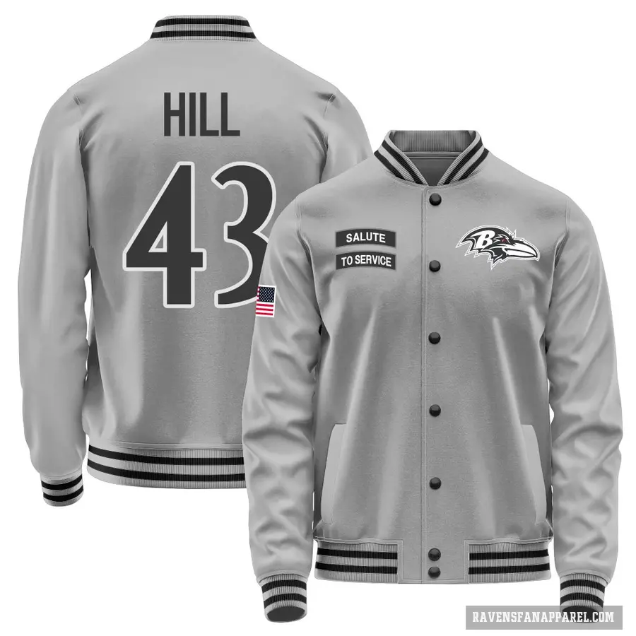 Youth ＃43 Justice Hill Baltimore Ravens Gray Salute to Service Performance Jacket