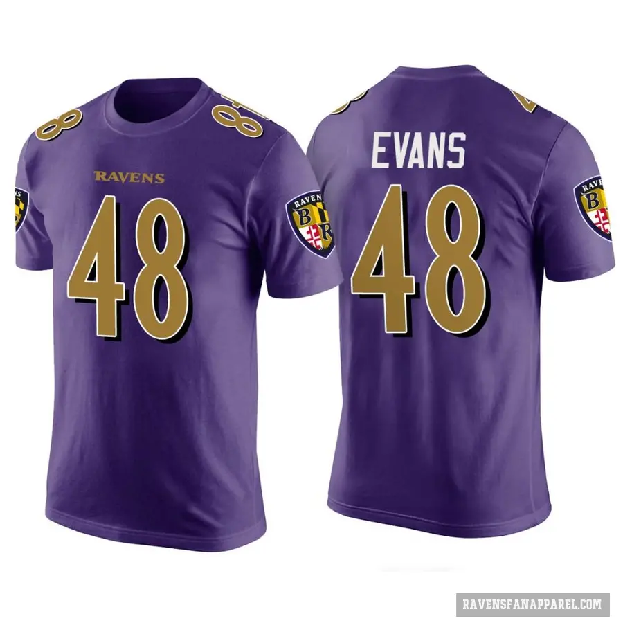 Youth ＃48 Joe Evans Baltimore Ravens Purple Color Rush T-Shirt