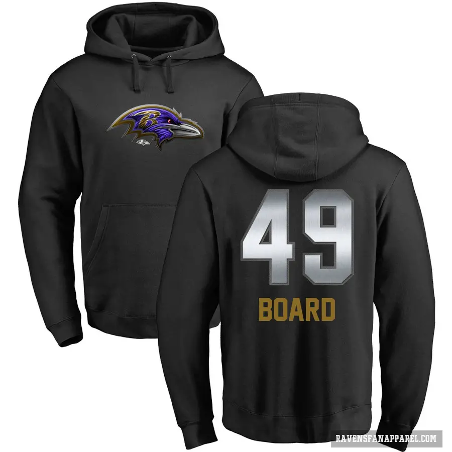 Youth ＃49 Chris Board Baltimore Ravens Black Midnight Mascot Pullover Hoodie