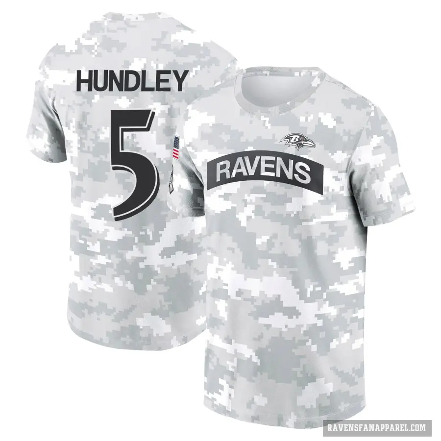 Youth ＃5 Brett Hundley Baltimore Ravens Camo Arctic 2024 Salute to Service Performance T-Shirt