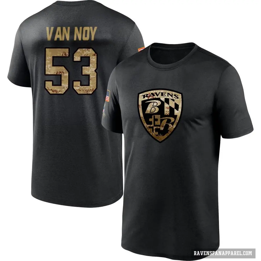 Youth ＃53 Kyle Van Noy Baltimore Ravens Black 2020 Salute To Service Performance T-Shirt