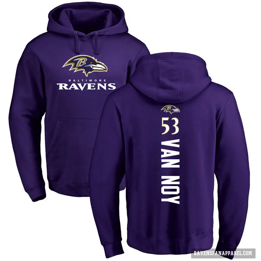 Youth ＃53 Kyle Van Noy Baltimore Ravens Purple Pro Line by Branded Backer Pullover Hoodie