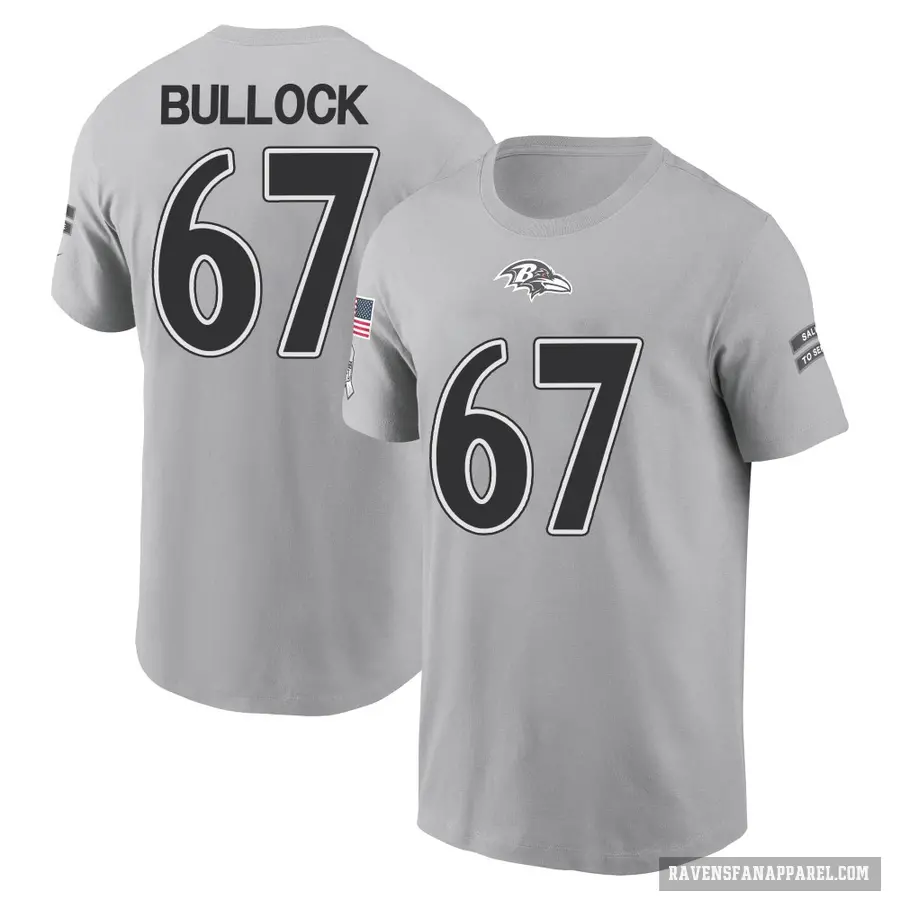 Youth ＃67 Corey Bullock Baltimore Ravens Gray 2024 Salute to Service T-Shirt