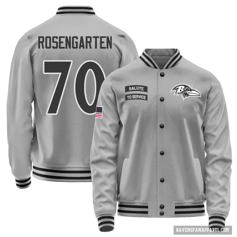 Youth ＃70 Roger Rosengarten Baltimore Ravens Gray Salute to Service Performance Jacket