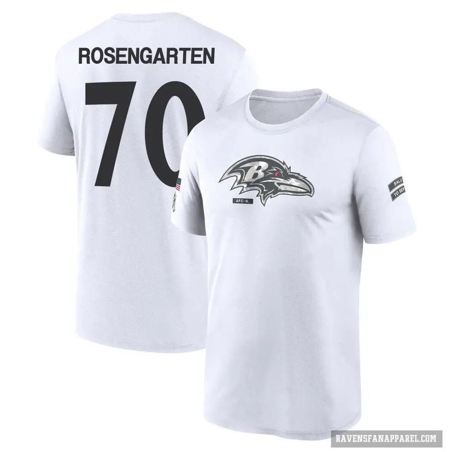 Youth ＃70 Roger Rosengarten Baltimore Ravens White 2024 Salute to Service Performance T-Shirt