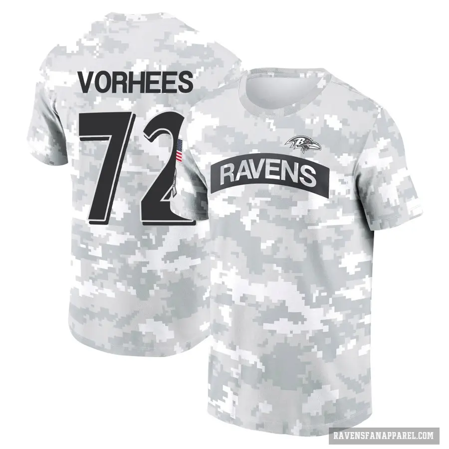 Youth ＃72 Andrew Vorhees Baltimore Ravens Camo Arctic 2024 Salute to Service Performance T-Shirt