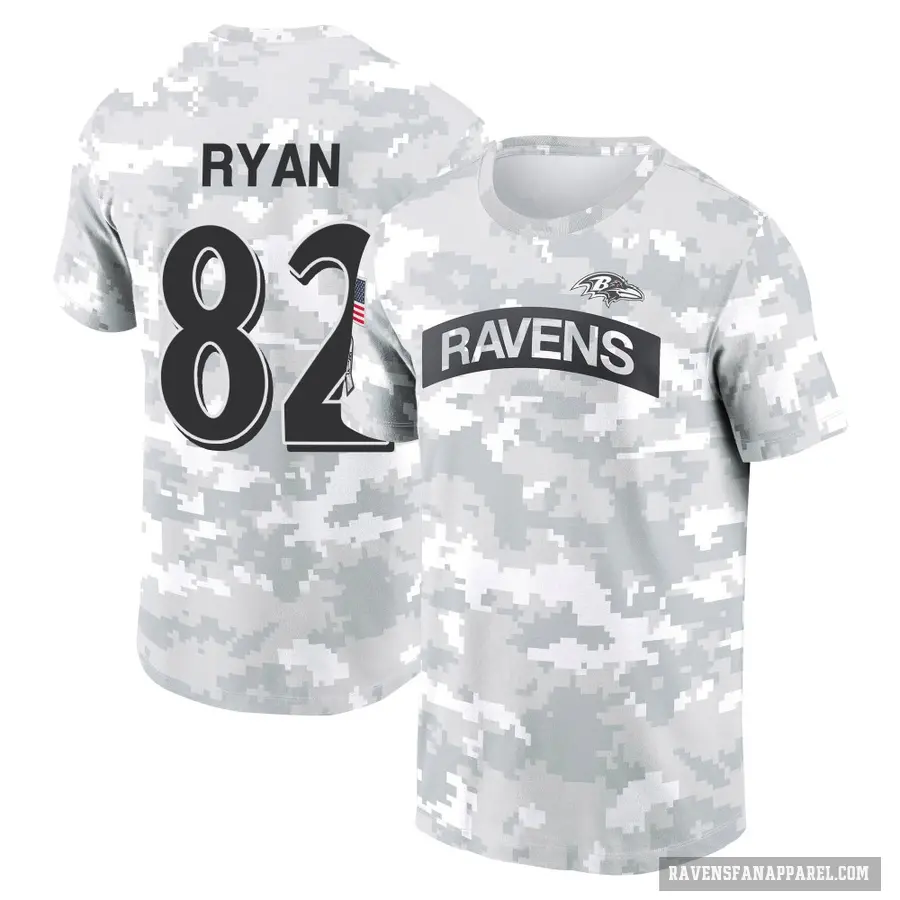 Youth ＃82 Sean Ryan Baltimore Ravens Camo Arctic 2024 Salute to Service Performance T-Shirt