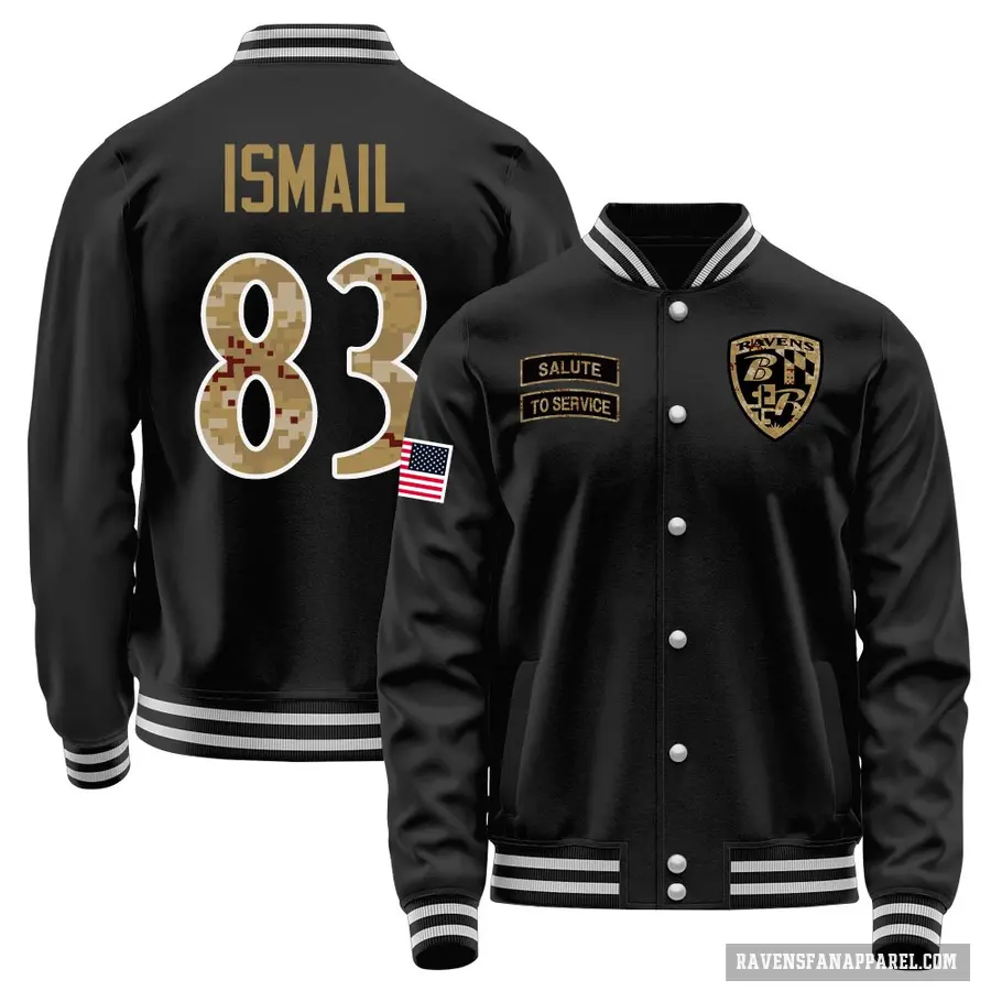 Youth ＃83 Qadir Ismail Baltimore Ravens Black Salute to Service Sideline Performance Jacket