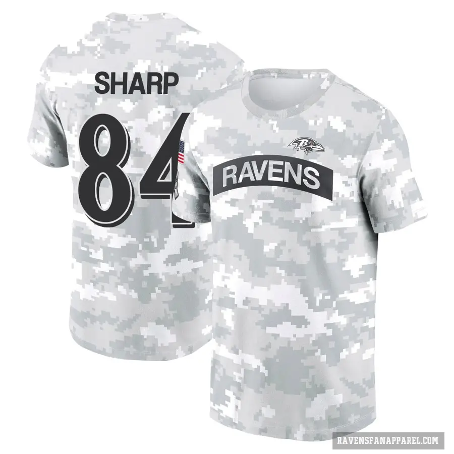 Youth ＃84 Riley Sharp Baltimore Ravens Camo Arctic 2024 Salute to Service Performance T-Shirt