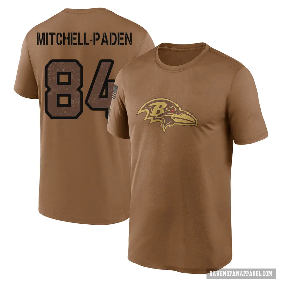 Youth ＃84 Zaire Mitchell-Paden Baltimore Ravens Brown 2023 Salute To Service Performance T-Shirt