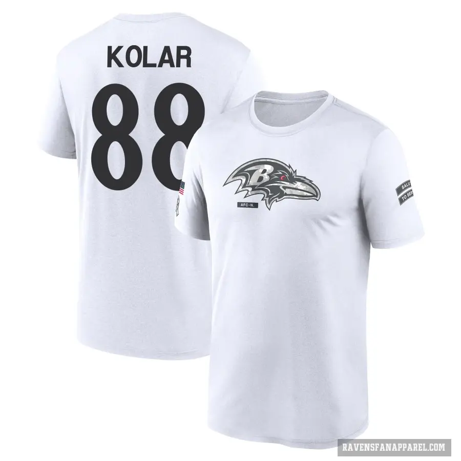 Youth ＃88 Charlie Kolar Baltimore Ravens White 2024 Salute to Service Performance T-Shirt