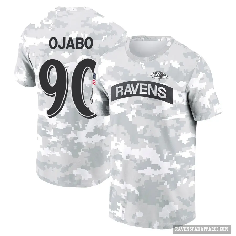 Youth ＃90 David Ojabo Baltimore Ravens Camo Arctic 2024 Salute to Service Performance T-Shirt