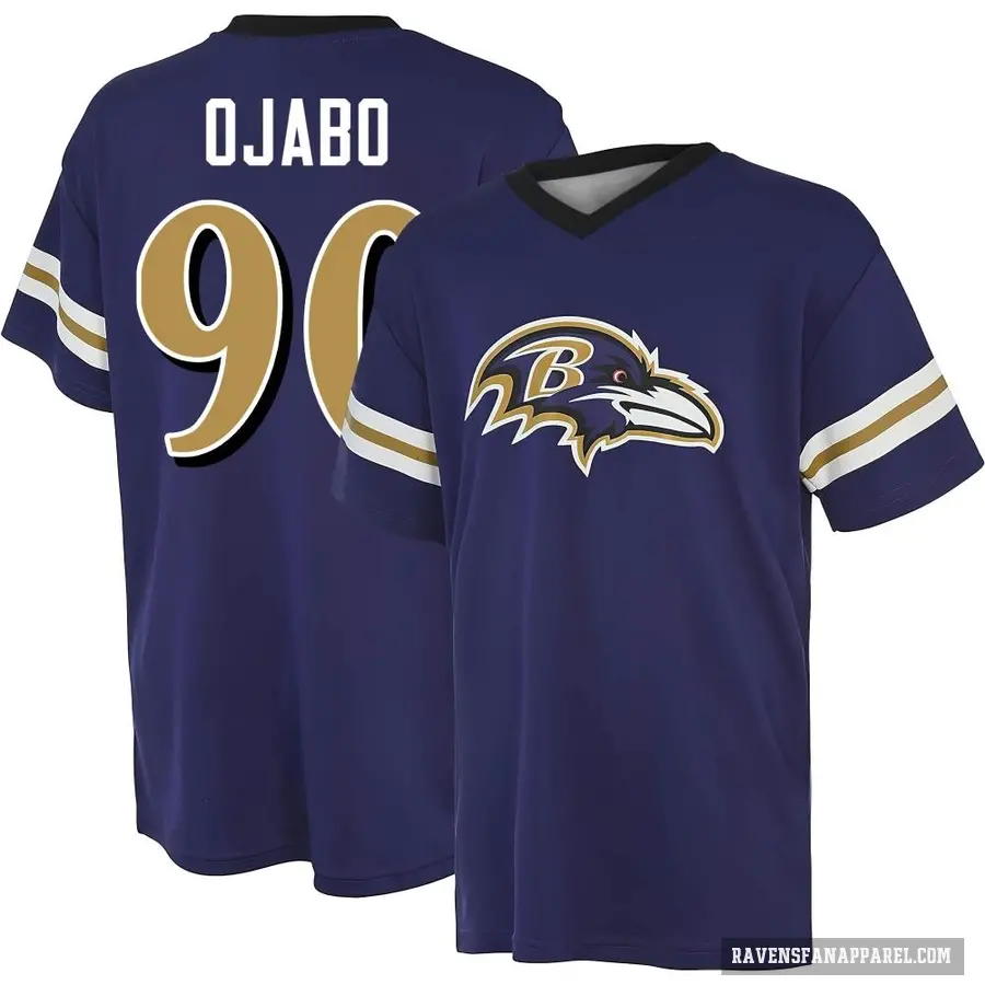 Youth ＃90 David Ojabo Baltimore Ravens Purple Game Day V-Neck T-Shirt