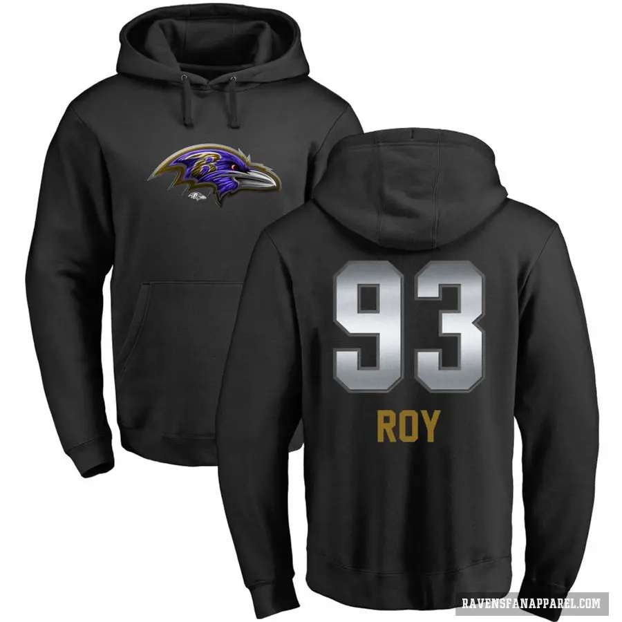 Youth ＃93 Bravvion Roy Baltimore Ravens Black Midnight Mascot Pullover Hoodie