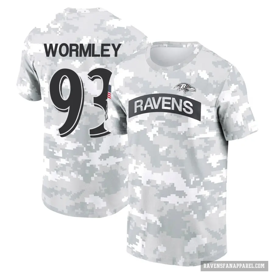 Youth ＃93 Chris Wormley Baltimore Ravens Camo Arctic 2024 Salute to Service Performance T-Shirt